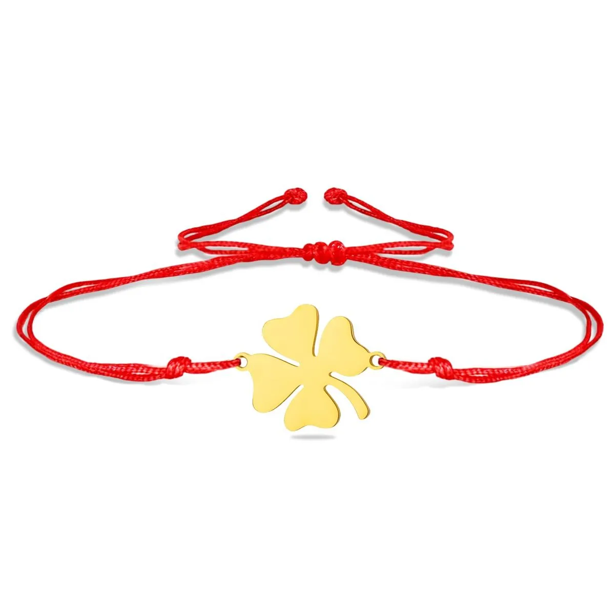 Clover Bracelet for Women Stainless Steel Four Leaf Clover - Gold, Red