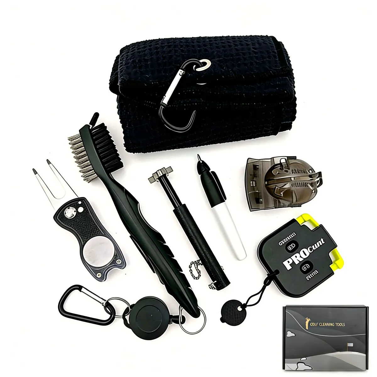 Golf Accessories Set Golf Club Cleaning Kit Golf Towel Brush Repair Tool