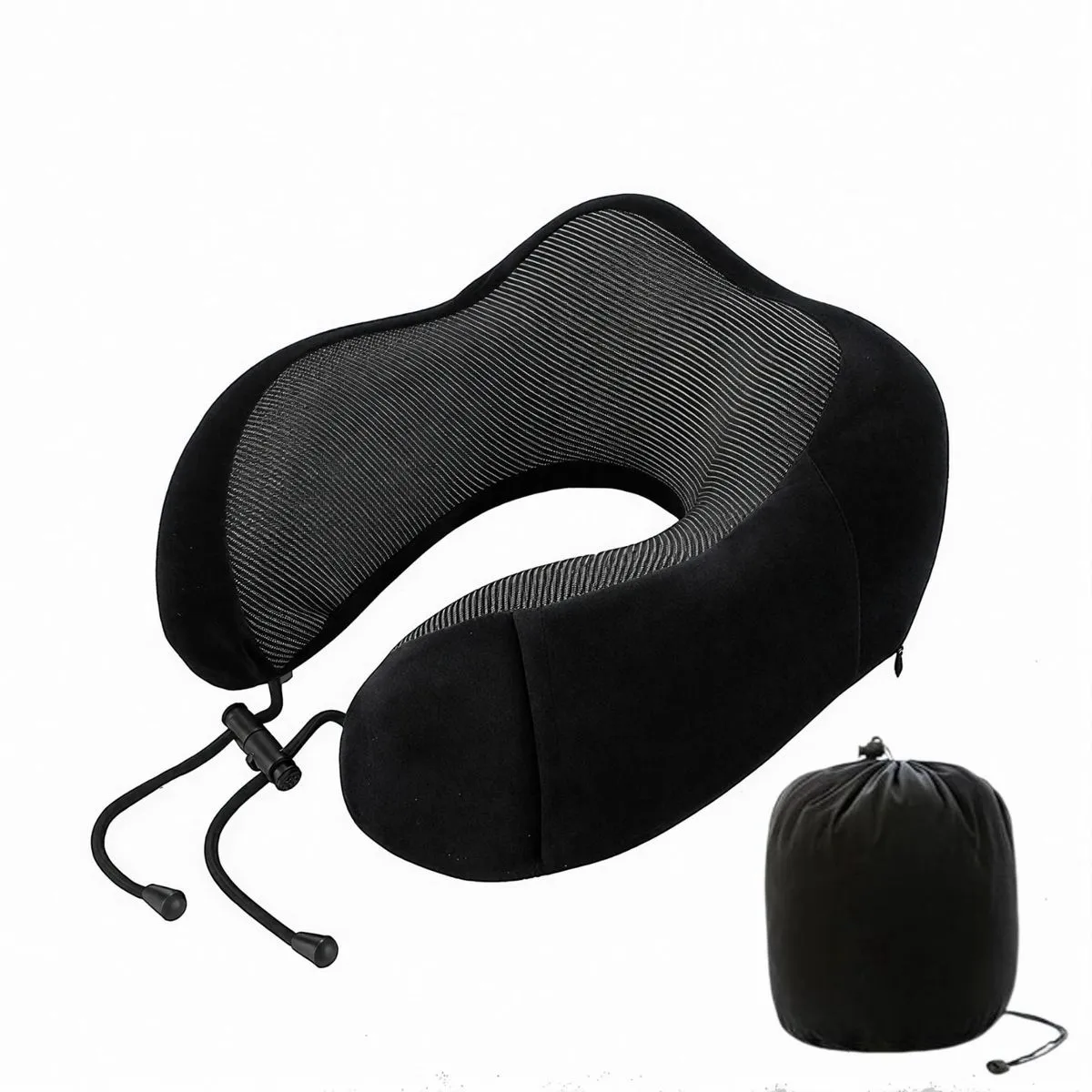 Travel Neck Pillow for Airplanes,Memory Foam Cooling Mesh Pillows,Black