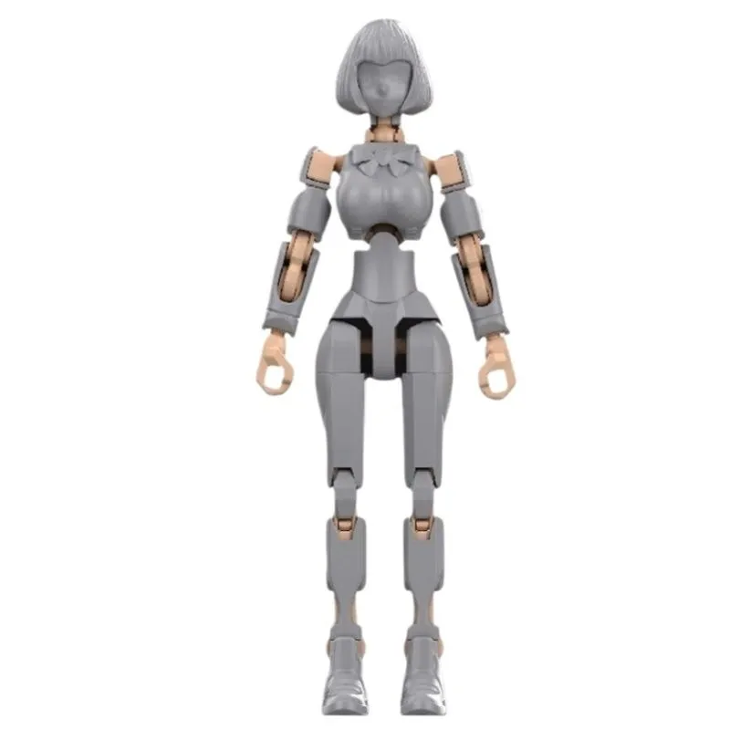 3D Printed Female Warrior Movable Action Figure DIY Model Toy - Grey