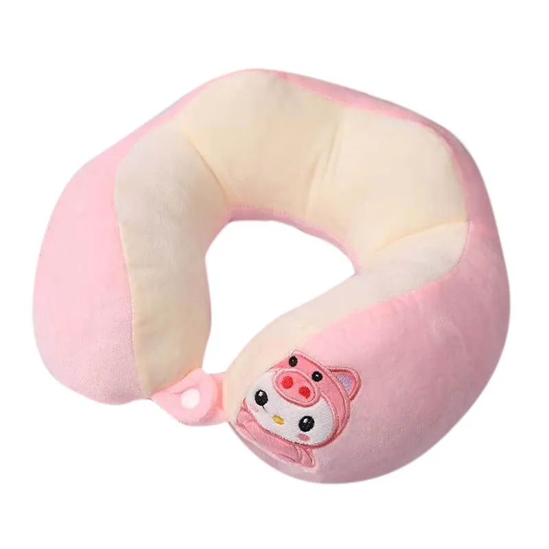 Cartoon U Shaped Travel Neck Pillow Pig Design