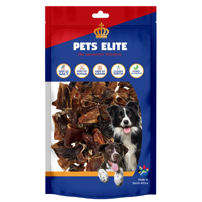 Pets Elite Pig Ear Strips Medium 225g - Natural Pork Ear Chew