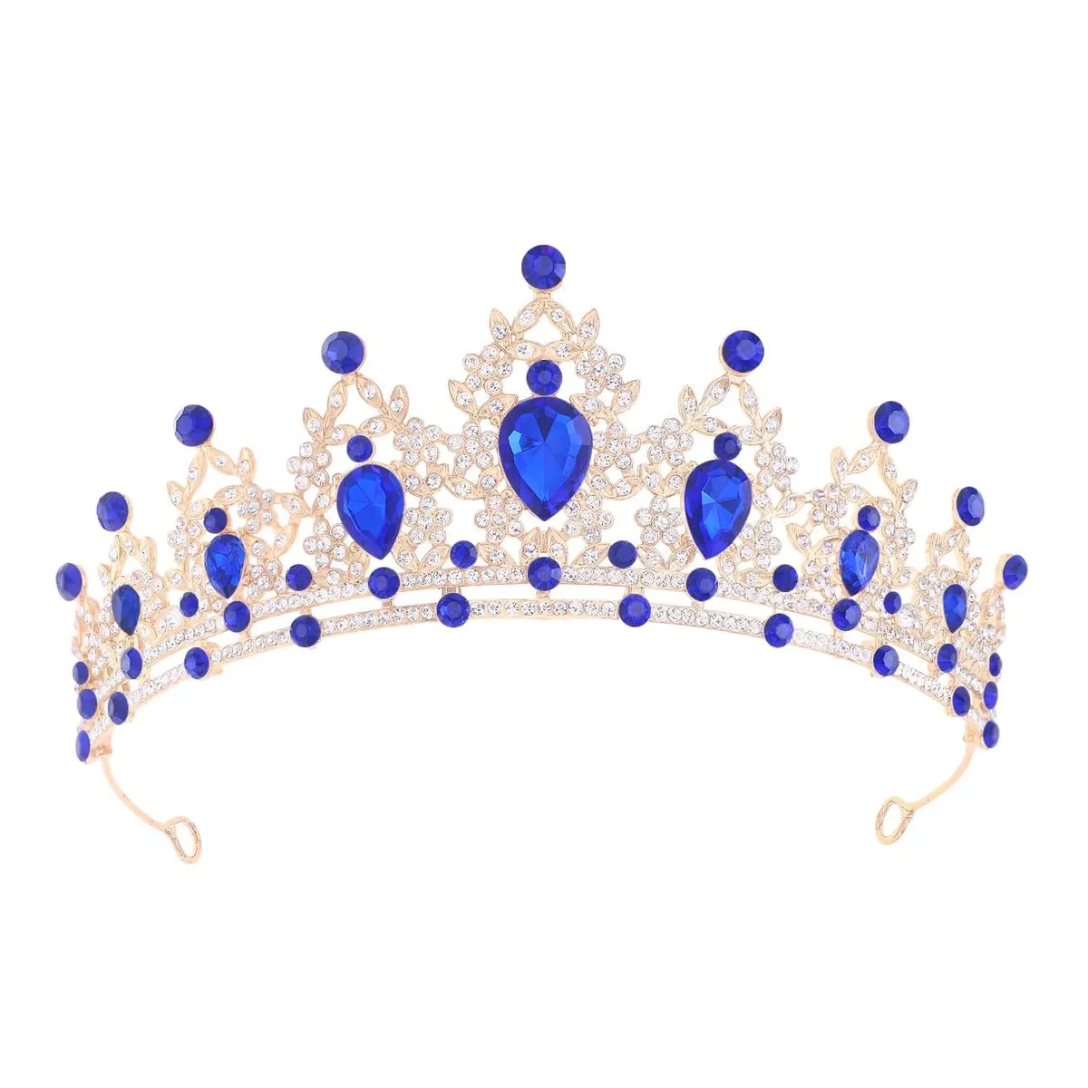 Crystal Princess Tiara Crown for Women - Blue, Gold