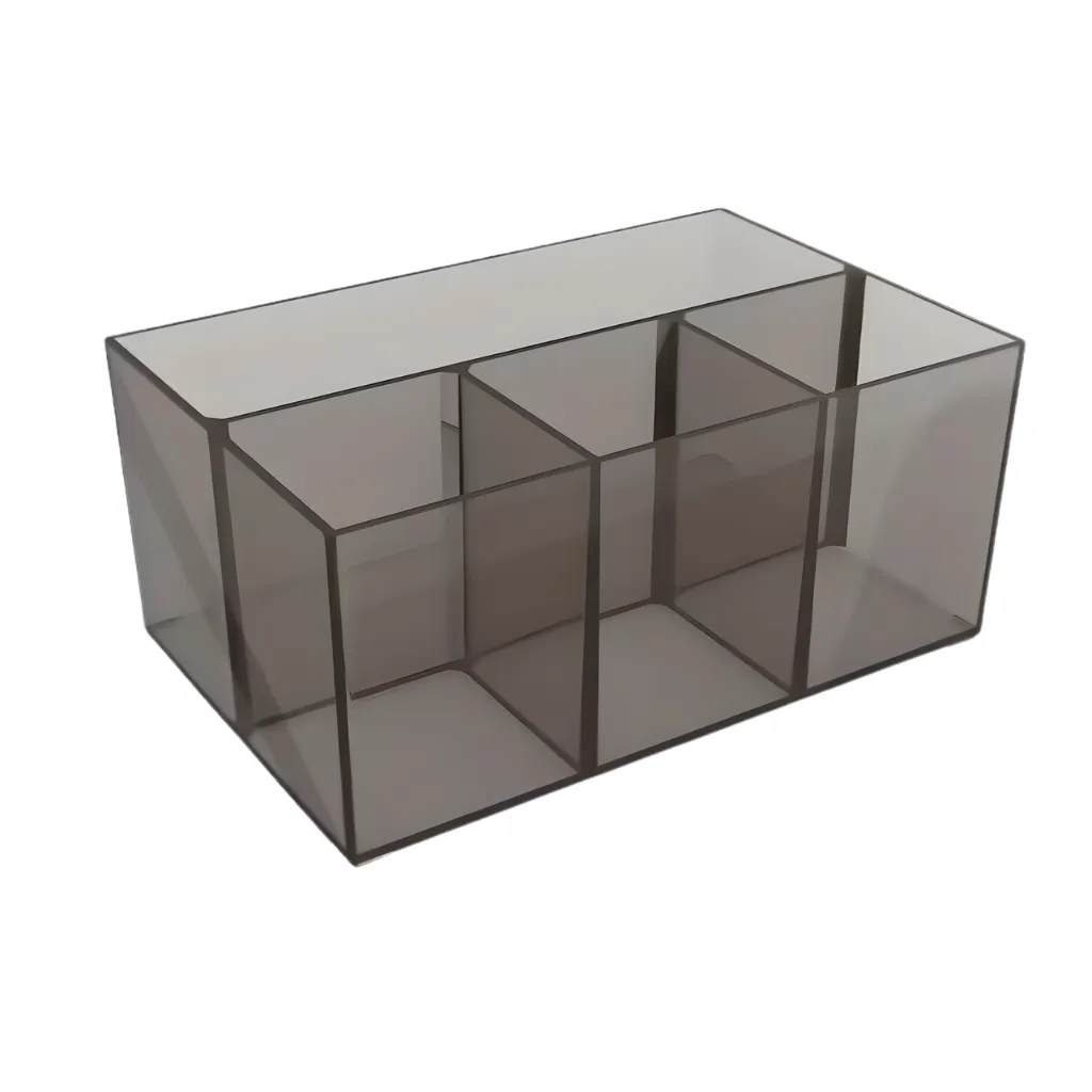 Minimalist 4-Compartment Holder For Desk Organization - Grey