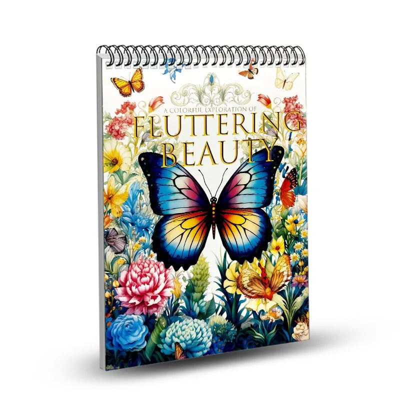 4-Book Nature Themed Coloring Set with 24/36 Premium Colored Pencils - FLUTTERING BEAUTY
