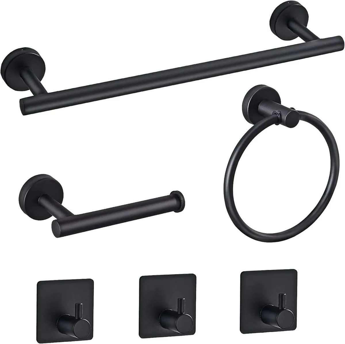 Towel Rack And Bathroom Accessories - 6 Piece Set Black