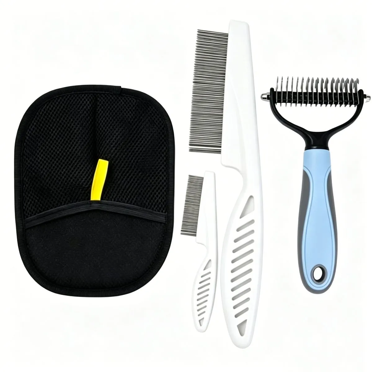 4-Piece Pet Grooming Comb Set, Metal Comb with Brush Removed