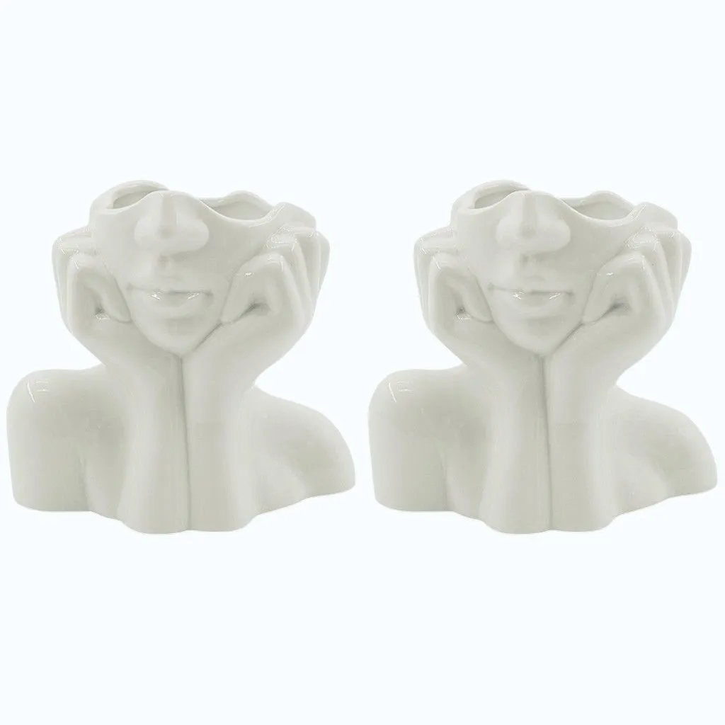 2 Pack - Modern Sculptural Vase For Home Décor - White