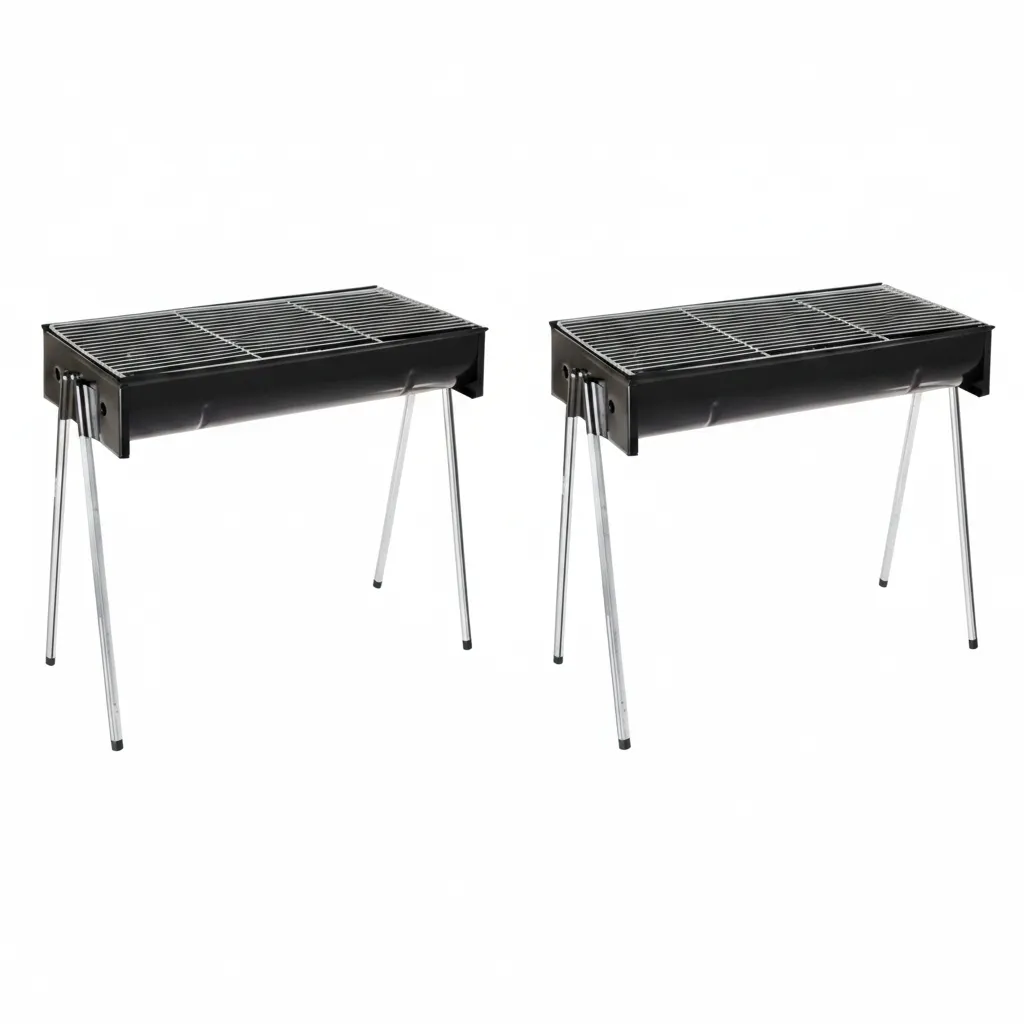 Metalix Portable Large Braai Stand 62x32cm Durable Carbon Steel - 2 Pack