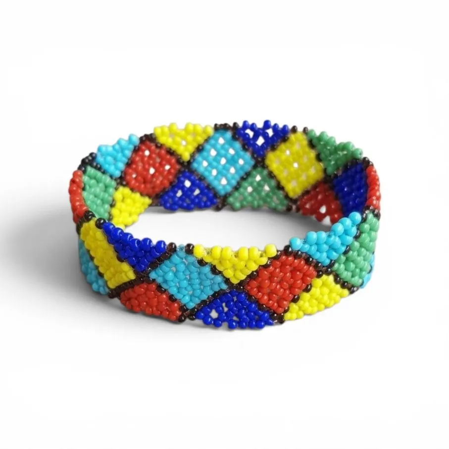 Colorful Beaded Elastic Bracelet for Women Traditional Style Stretch Bangle