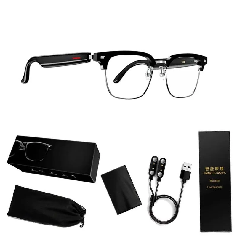 AI Smart Glasses with Blue Light Filter Open-Ear Dual Stereo Mic & Speakers