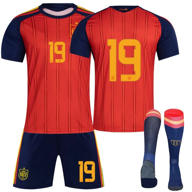 Kids' Sports Gear 2026, Spanish Soccer Jersey No. 19, , Polyester, Black