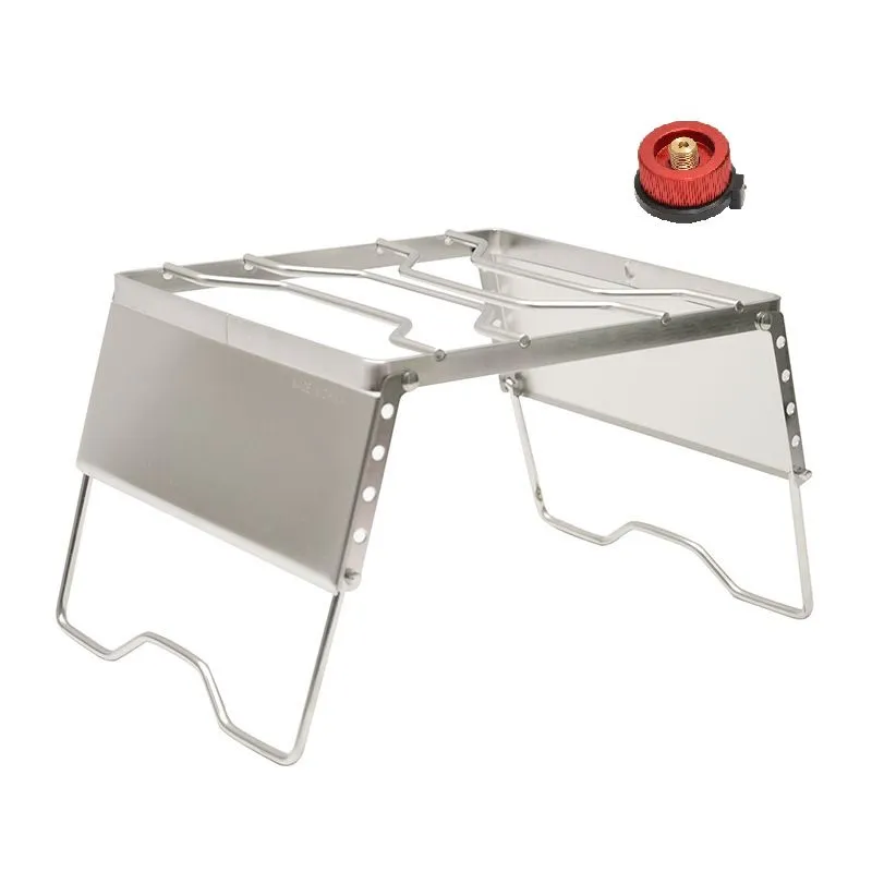 Glamping - Portable Windscreen Legs Folding Grill + Butane Gas Converter