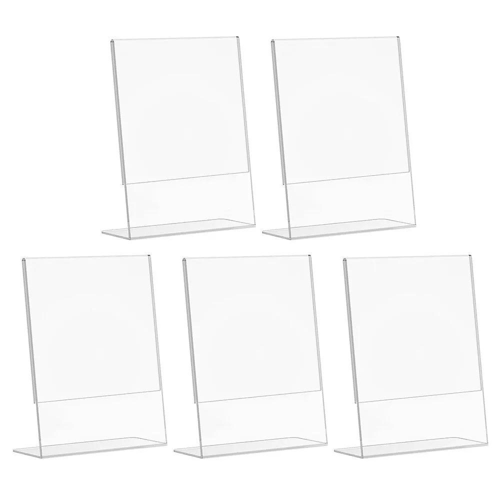 A6 Clear Acrylic Sign Holder Stand Pack of 5- L-Shaped Display Stand
