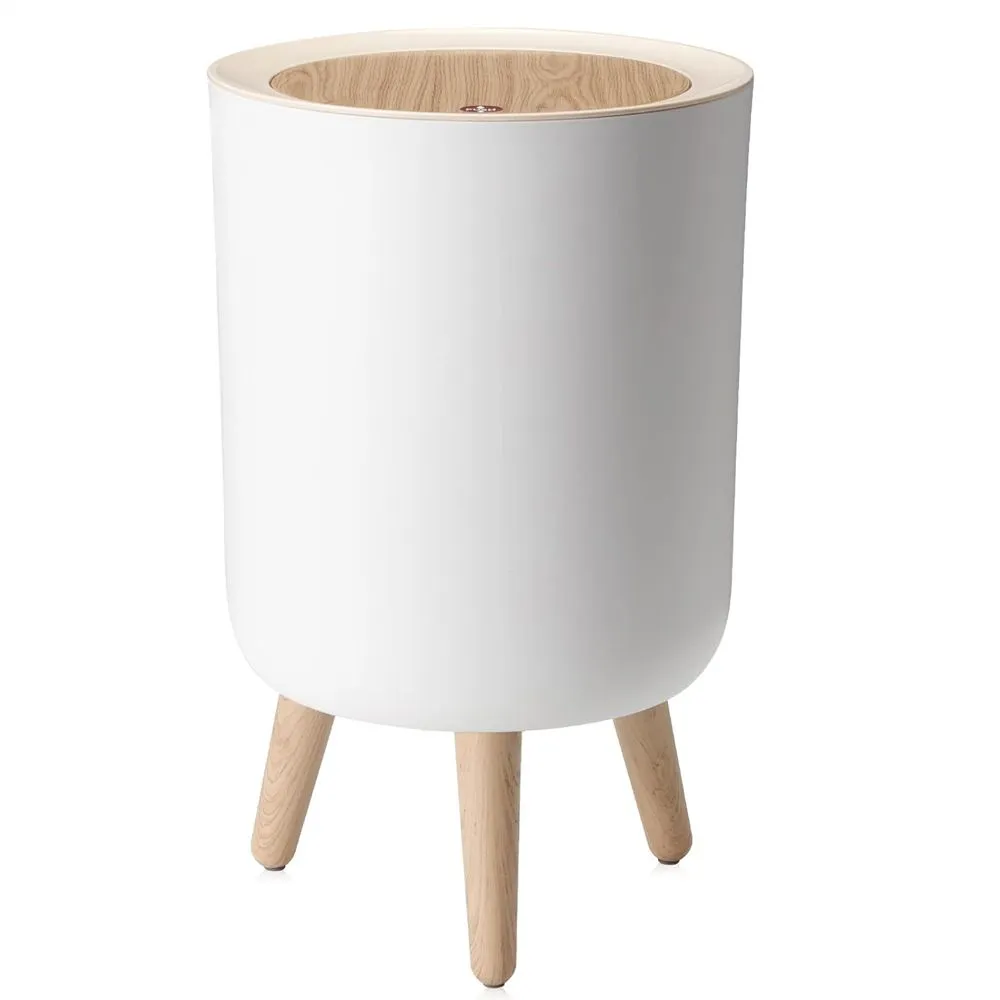12Litre - Plastic Garbage Can with Push Button Trash for Office, Bathroom