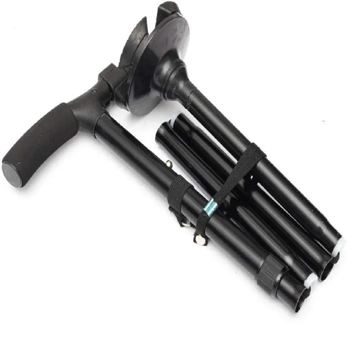 Folding Walking Cane with LED Light & Quad Base for Seniors