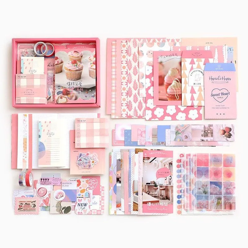 DIY Journaling Kit - Bullet Junk Journal - Scrapbook Supplies - Pink