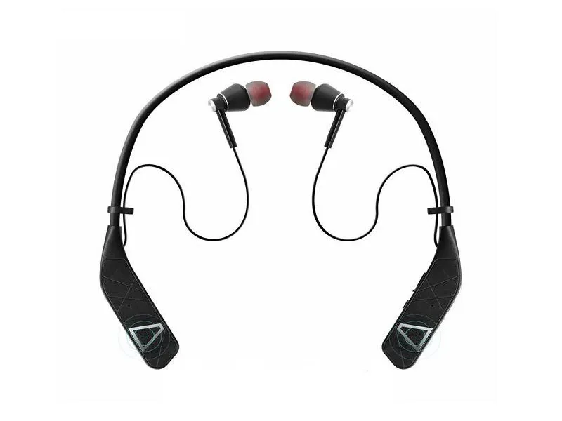 VJ097 Wireless Neckband Earphone With External Speakers - BLACK 