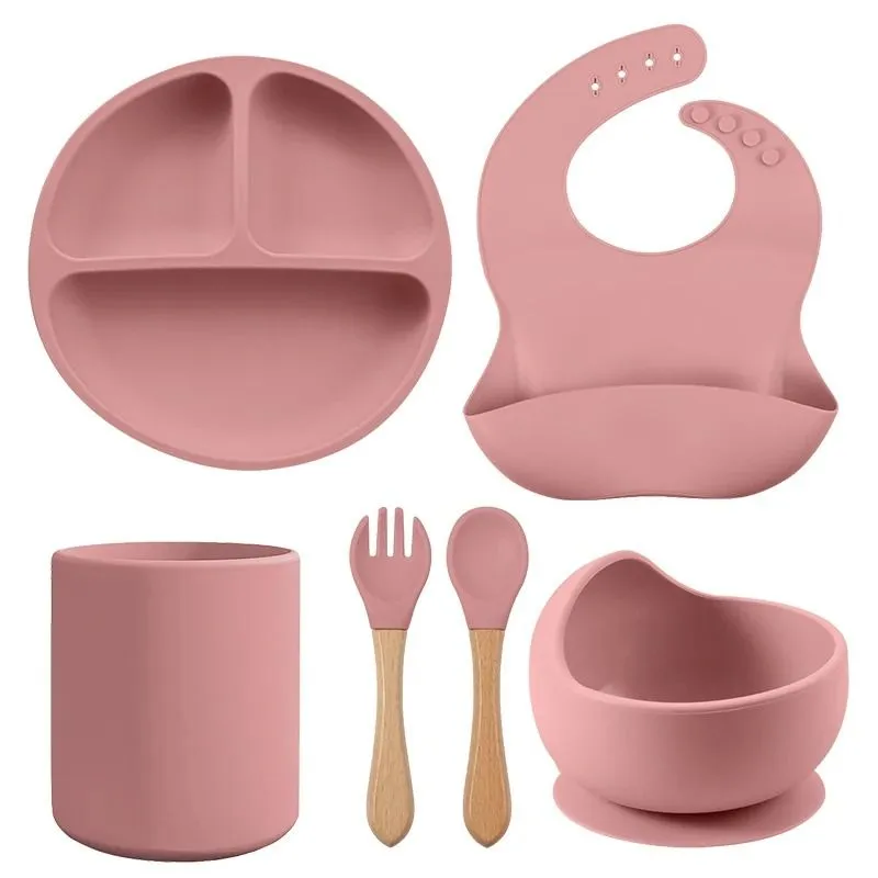 6-Piece Baby Silicone Feeding Set - Pink
