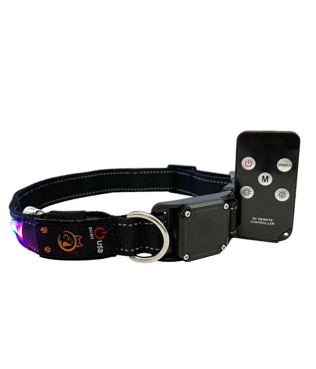 Lighted Cat Collars for Night, LED Collar with GPS Tracker Case-33-34x2.5cm