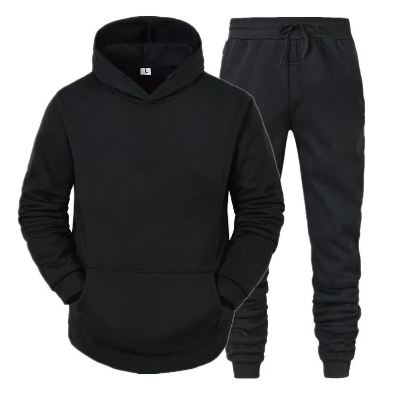 Unisex Winter Hoodie Tracksuit - Black