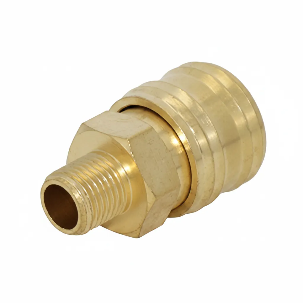 Brass 1/4 Inch Male Air Hose Coupler - Quick Connect Fitting