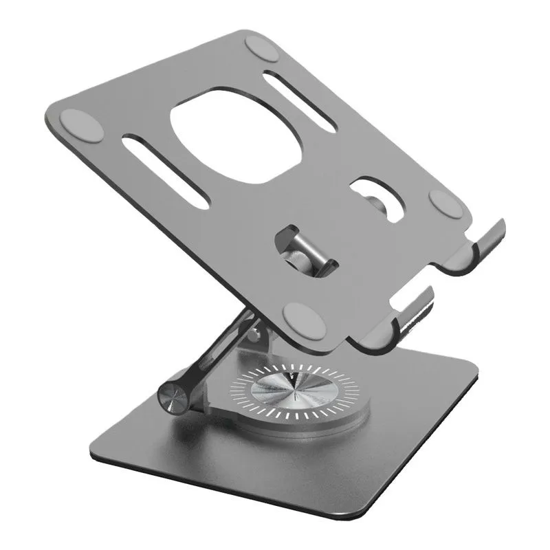 Foldable Phone Holder 360 Rotating Hollow Riser Compatible with 4.7-12 Inch - Grey
