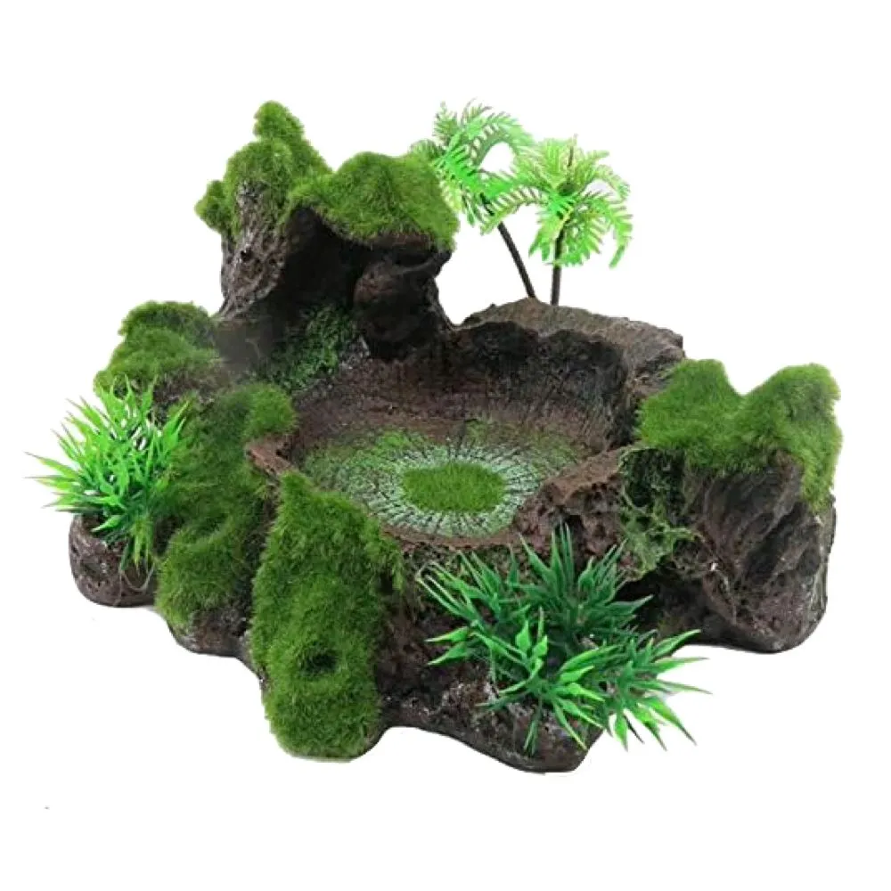 Pet Hobby Reptile Decor Resin Aquarium Turtle Feeding Bowl(18cm)