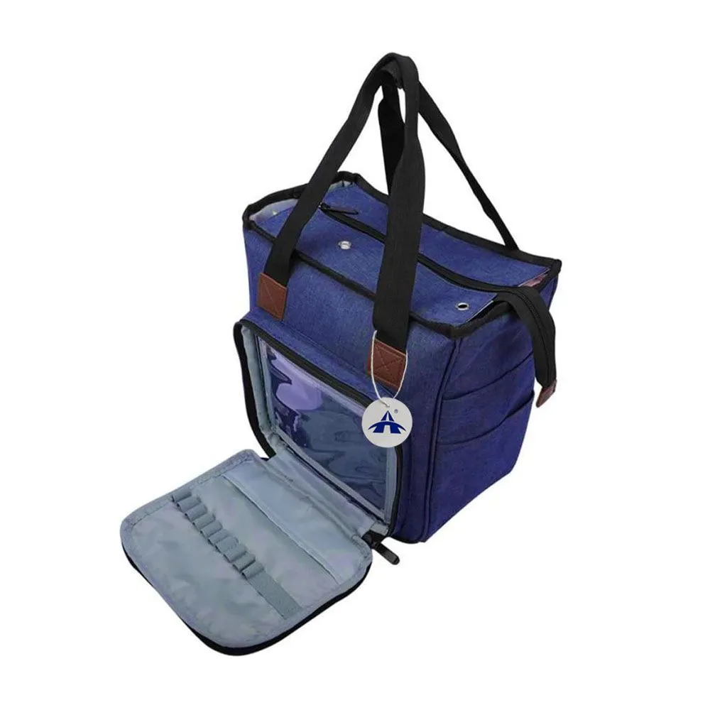 ALANES Yarn Bag Knitting Organizer Tote Bag Storage Bag for Yarns Needles - Blue