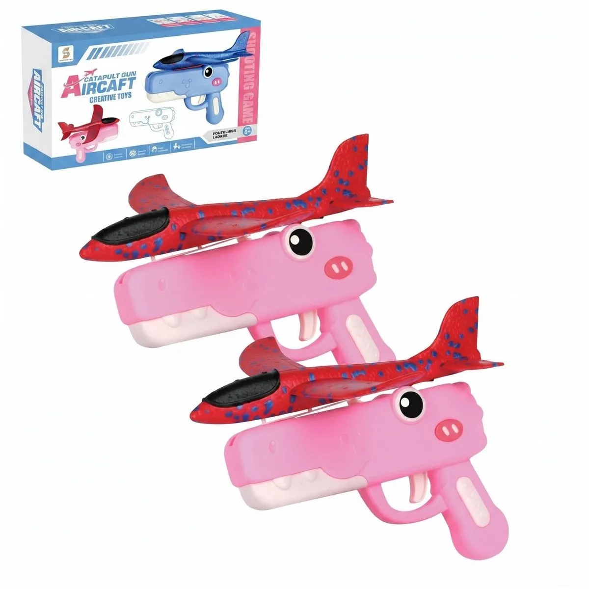 2 Pack Dinosaur Foam Airplane Launcher Toys