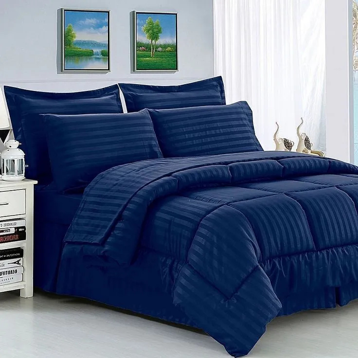 Gripitt - 5pc Stripe Comforter Set - Royal Blue