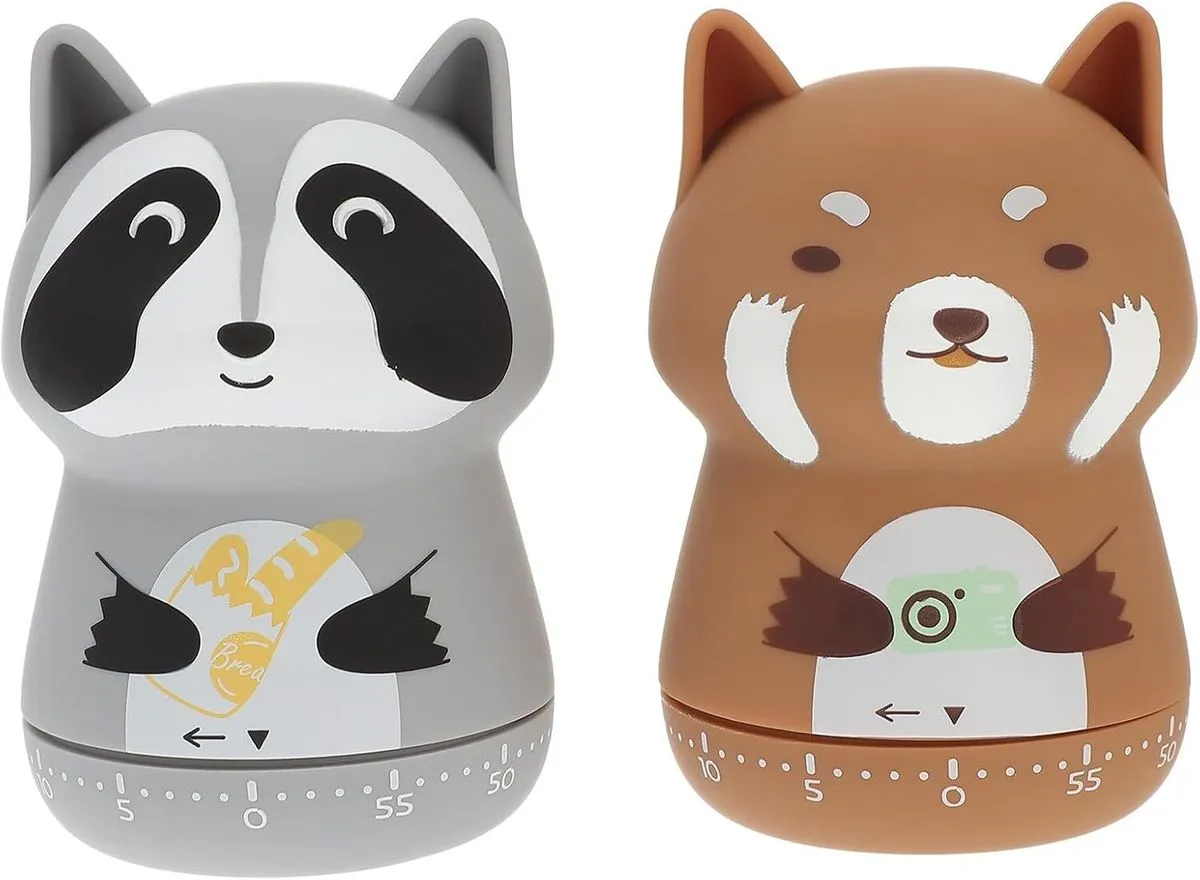 2pcs Cartoon Animal-Shape Mechanical Countdown Timers Kitchen Time
