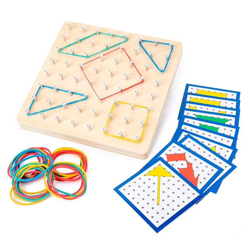 Nail Board Wooden Montessori Geoboard Mathematical Graph Array Block Toy