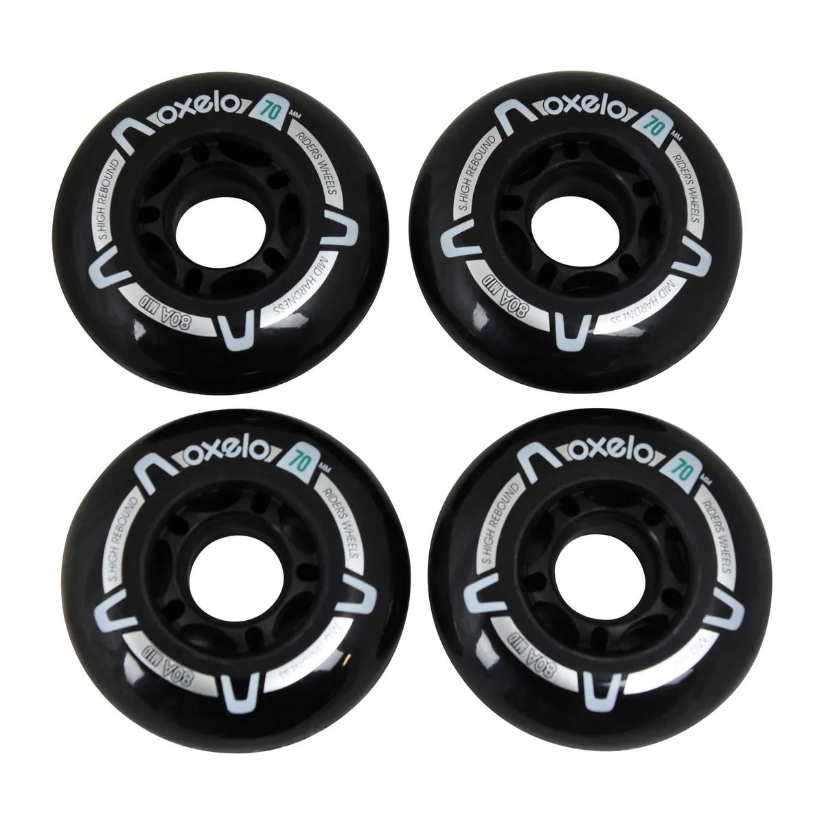Decathlon Kids' 70mm / 80A Inline Skate Wheels FIT 3 4-Pack