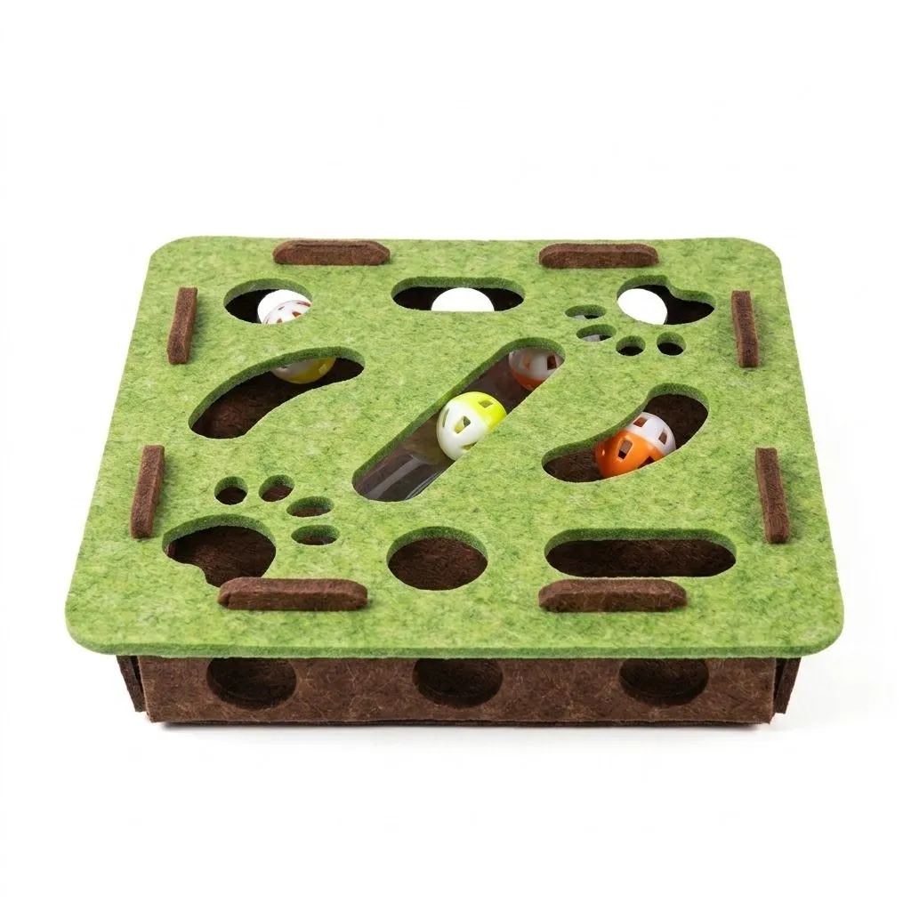 Cat Nail File Toy Box with Bell Ball Green