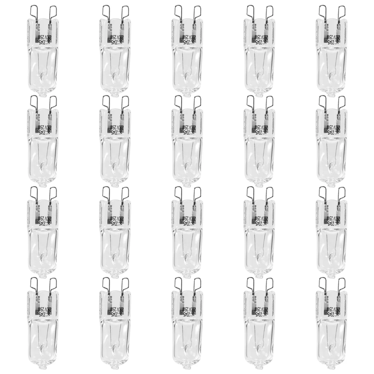 20Pcs G9 Halogen Light Bulbs 25W Clear Halogen Lamps Dimmable 2800K