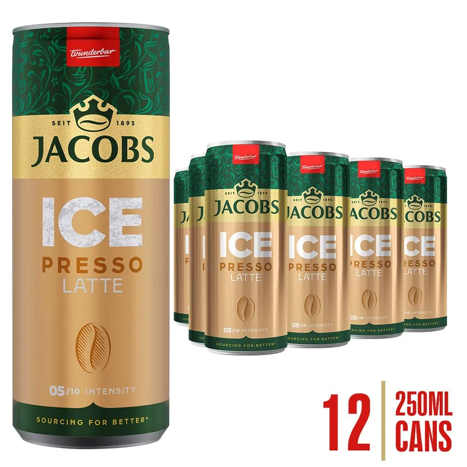 JACOBS Ice Presso Latte 250ml | Ready-to-Drink Iced Coffee | Pack of 12