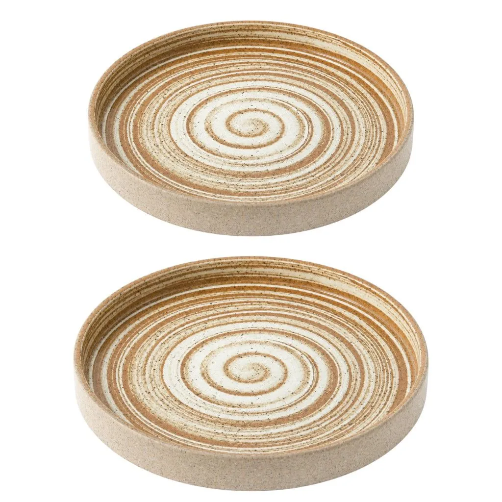 2 Pack - Rustic Ceramic Serving Plate - Beige 