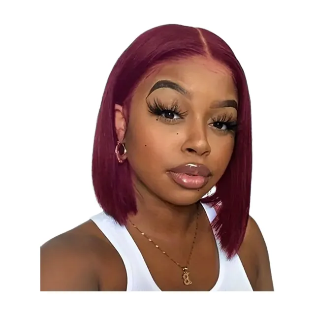 14 inch 99j Burgundy 13x4 Lace Front Wigs Short Bob Wig Wine Red Short Bob