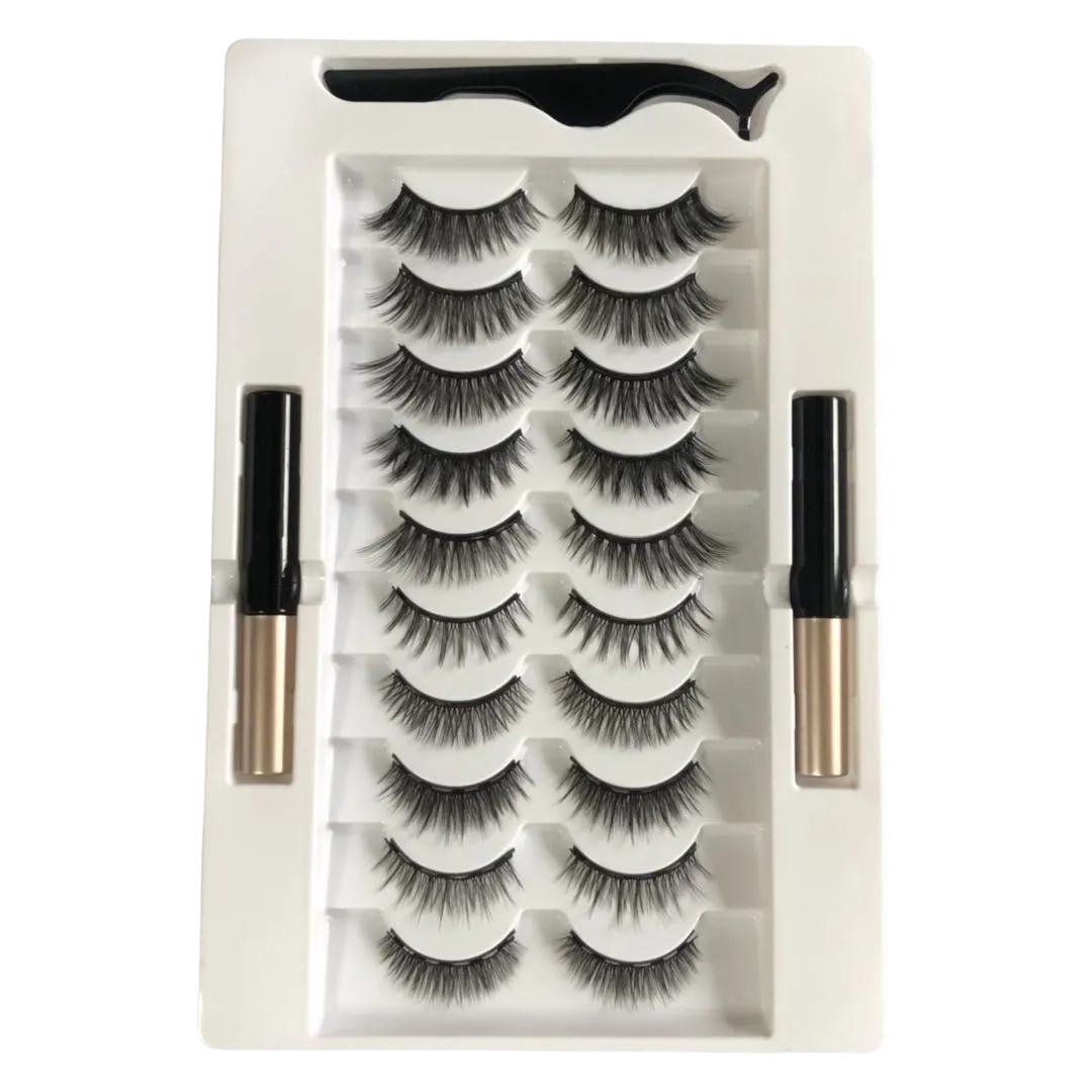 Eyelashes Kit with Eyeliner - 10 Pairs