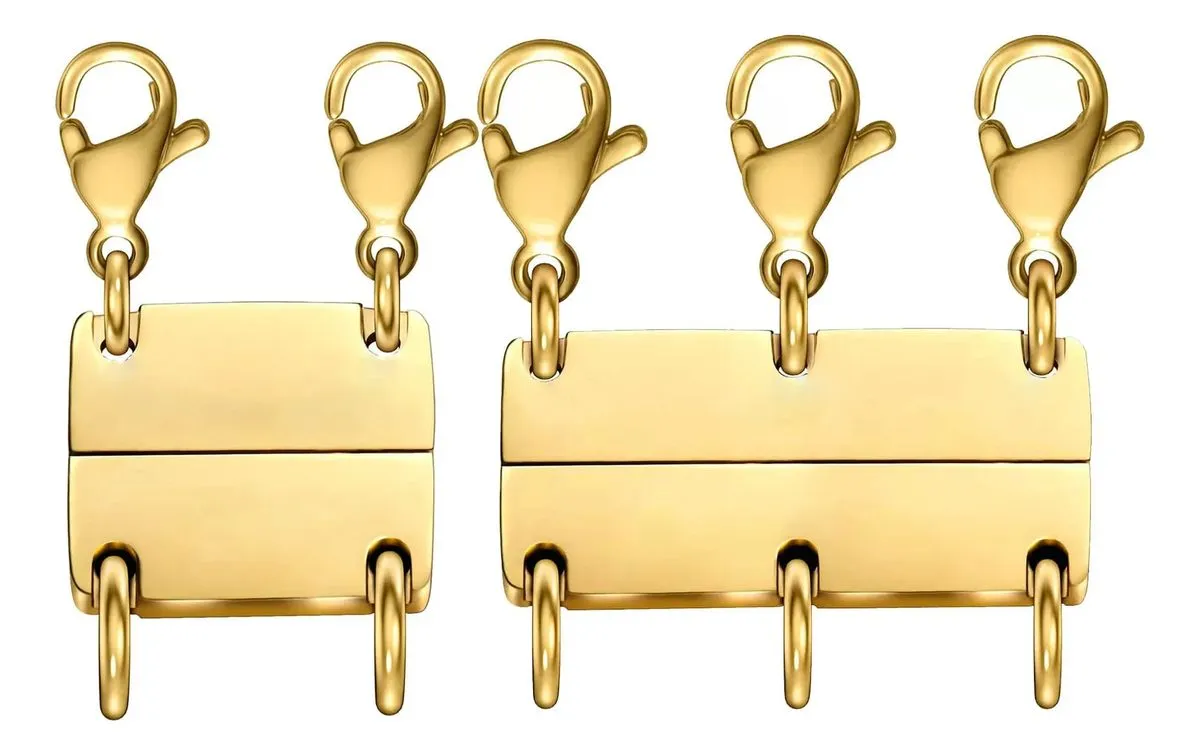 Gold Magnetic Layered Necklace Clasp Separator Necklace Layering Clasps - Gold