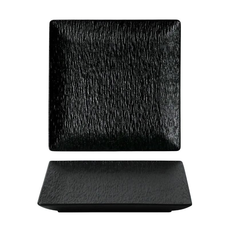 Melamine square plate, Pack of 3 - Black