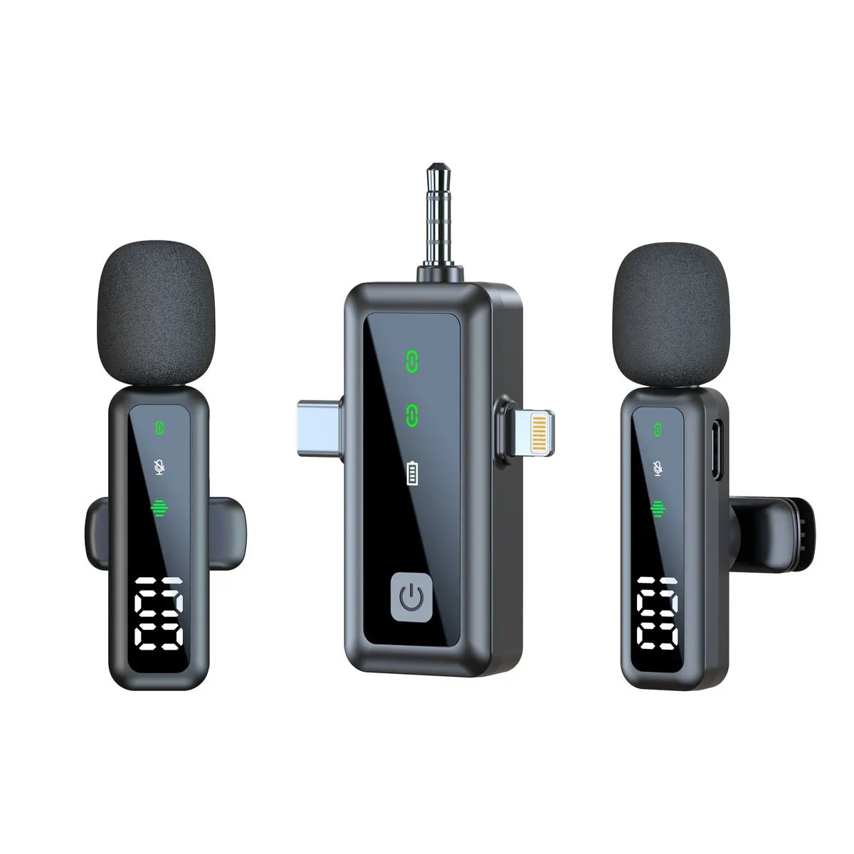 Wireless Lavalier Microphone Mini Lapel Mic Mini LED Display Lapel Mic - NO Windproof Fleece