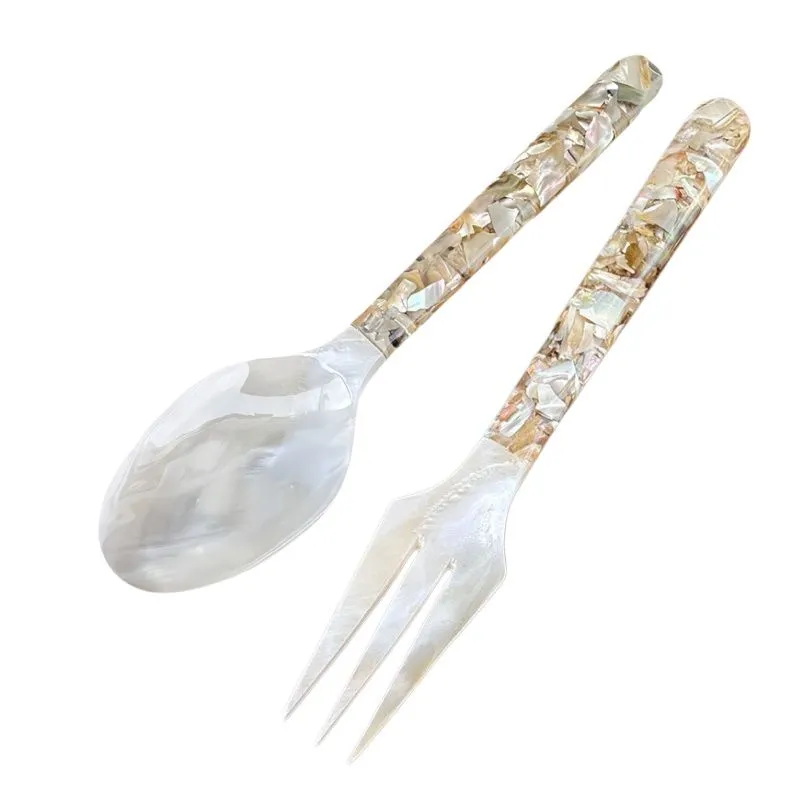 16cm Ins Style Creative Shell Spoon, Retro Handcrafted Spoon and Fork Set