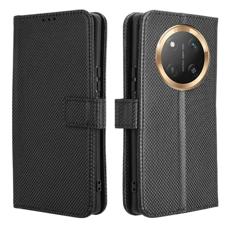 Flip Cases compatible for Honor X9C Magnetic Buckle Leather Cover - Black