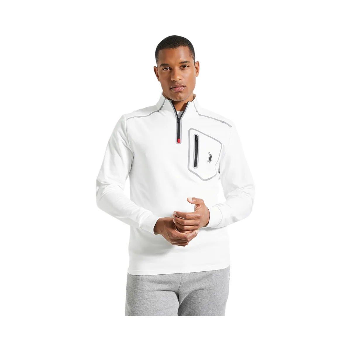 Polo Mens Sport Long Sleeve High Neck Sweat Top - Off White - XL