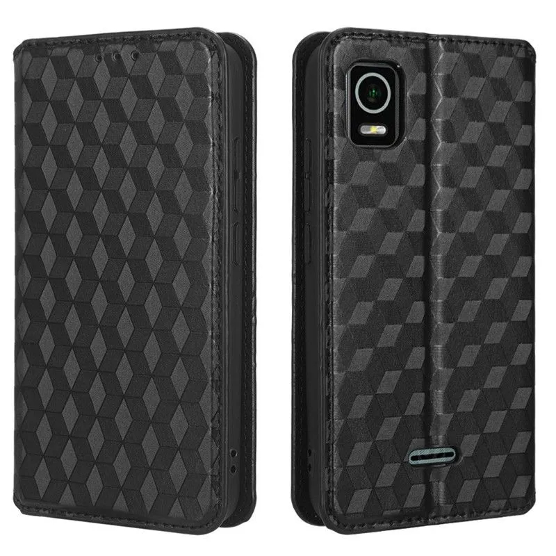 Flip Cover Compatible With Cricket Debut Smart Shockproof Leather Cover - Black