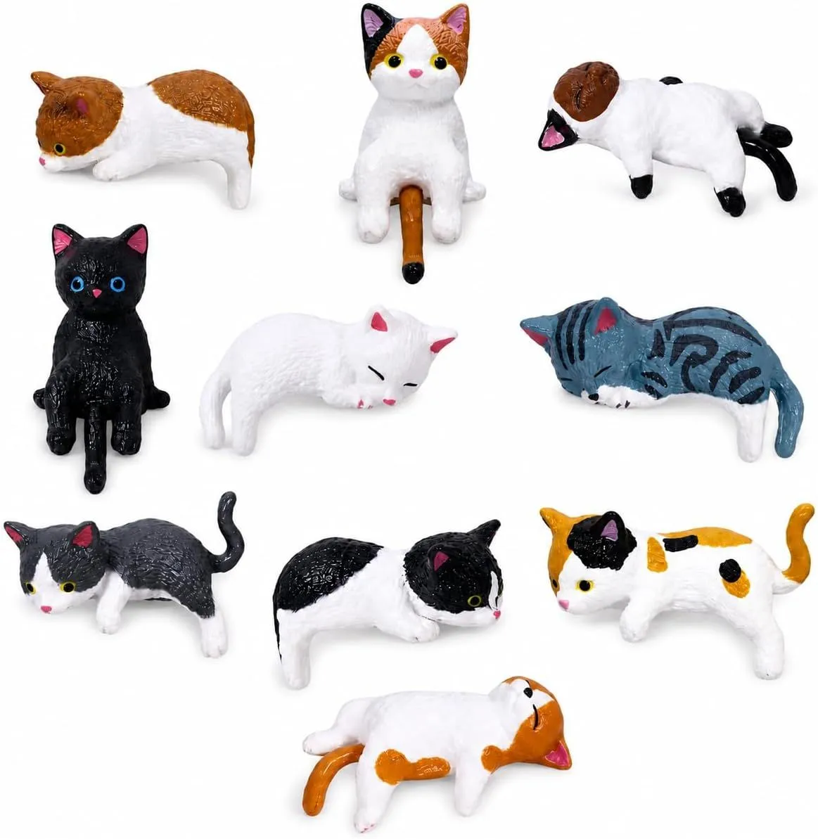 10 Piece Kawaii Cat Car Decorations - Dashboard Rearview and Desktop Use