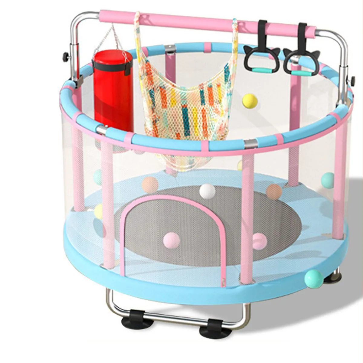 thl 55" Toddler Mini Trampoline for Kids, Indoor Outdoor Toys with Swing