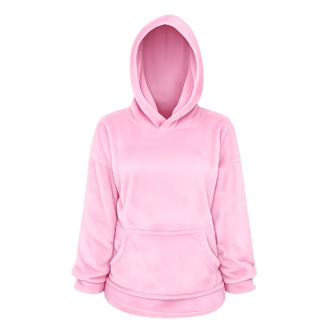 Baby/Toddler-Oversized fleece Hoodie with front pocket - Baby Pink